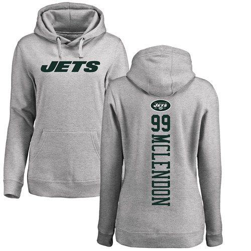 New York Jets Ash Women Steve McLendon Backer NFL Football #99 Pullover Hoodie Sweatshirts->women nfl jersey->Women Jersey